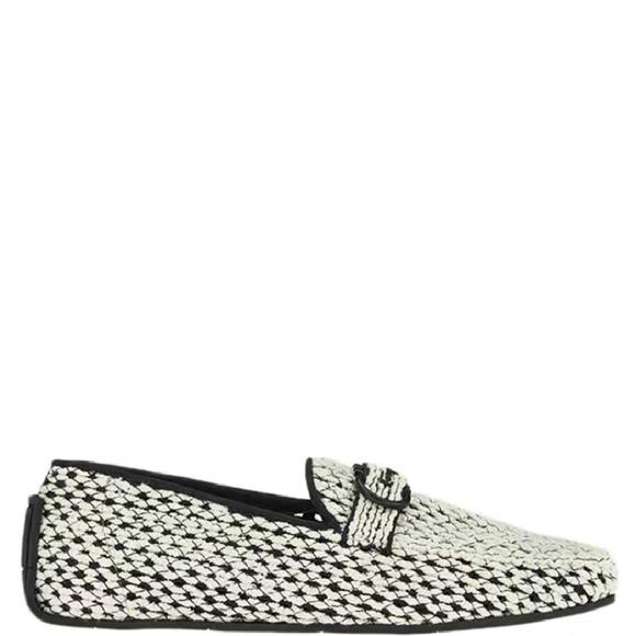 NEW SALVATORE FERRAGAMO men's driver gancini crochet shoes in white